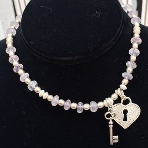 NWT Key to My Heart Choker with Pink Quartz